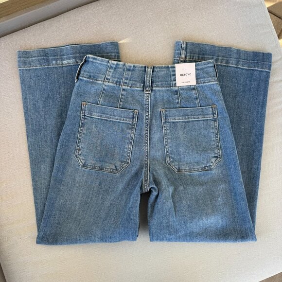 NWT Anthropologie The Colette Crop Wide-Leg Jeans Maeve Palms Wash Blue 25 - Picture 5 of 11